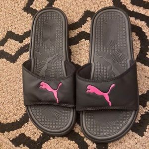 PUMA Slide Sandals in black and pink